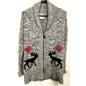 Telluride Clothing Co Sweater Womens XL Heather Grey Shaw Collar Cardigan Zipper